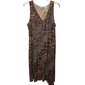 Kathie Lee Animal Print Asymmetrical Dress Vintage Size Large
